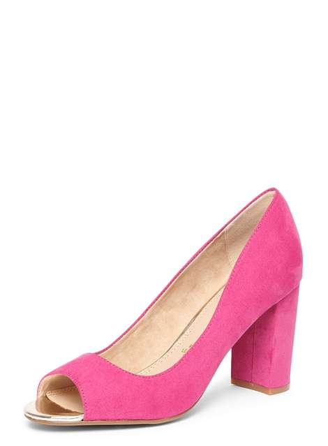 **Lily & Franc Pink 'Jen' Heeled Court Shoes